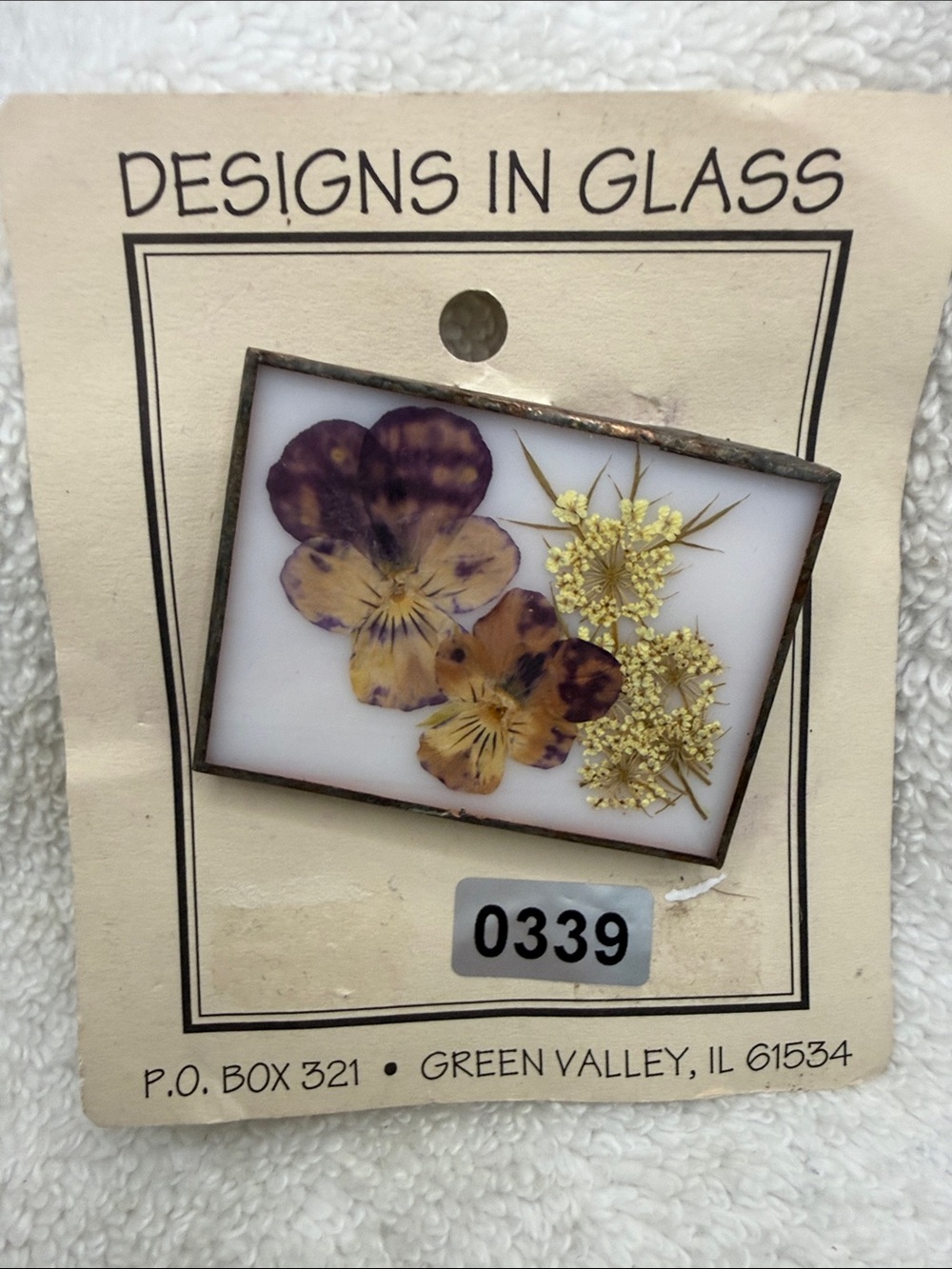 Handmade Pansy Rectangle Brooch -